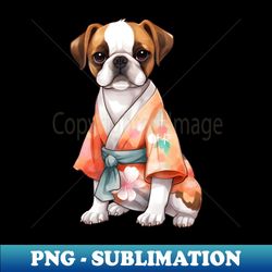 Watercolor Boxer Dog in Kimono - PNG Transparent Sublimation Design - Bold & Eye-catching
