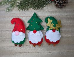 holiday gnomes, felt christmas tree decorations, scandinavian gnome, christmas gnomes, swedish gnome