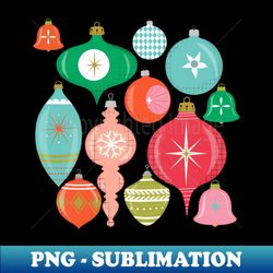 Retro Christmas ornaments - Trendy Sublimation Digital Download - Enhance Your Apparel with Stunning Detail
