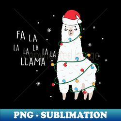Fa La La Llama Santa Hat Wrapped in Christmas Lights - Instant Sublimation Digital Download - Perfect for Sublimation Mastery