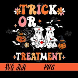 Trick Or Treatment PNG, Cute Ghost Paramedic Halloween Nurse PNG