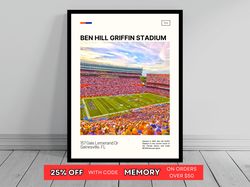 Ben Hill Griffin Stadium Print  Florida Gators Poster  NCAA Stadium Poster   Oil Painting  Modern Art   Travel Art Print