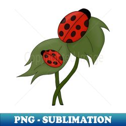 Two cute ladybugs on a plant - Instant Sublimation Digital Download - Perfect for Personalization