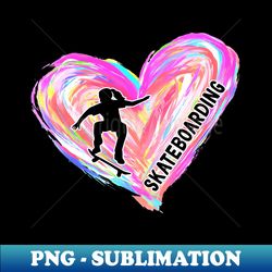 skateboarding watercolor heart brush - exclusive png sublimation download - instantly transform your sublimation projects