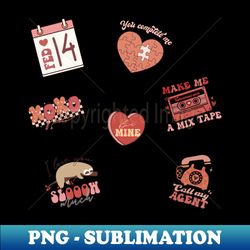 retro cute valentine stickers pack - signature sublimation png file - instantly transform your sublimation projects