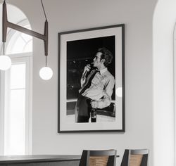 matty healy smoking poster, vintage wine print, the 1975 bar art, black and white room decor, the 1975 print, bar wall a