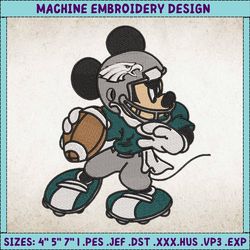 NFL Philadelphia Eagles Mickey Embroidery Design, NFL Football Logo Embroidery Design, Famous Football Team Embroidery Design, Football Embroidery Design, Pes, Dst, Jef, Files