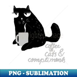 coffee cat slogan - Instant PNG Sublimation Download - Perfect for Creative Projects