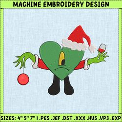 Christmas Bad Bunny Embroidery, Christmas Embroidery Designs, Una Christmas Designs, Merry Xmas Embroidery Designs