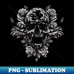 Skulls and Roses A Fusion of Beauty and Darkness - PNG Transparent Digital Download File for Sublimation - Unleash Your Inner Rebellion