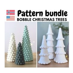 Pattern bundle - 2 variations of Bobble Christmas trees, Home decor holiday gift, Winter crochet patterns, Diy Christmas