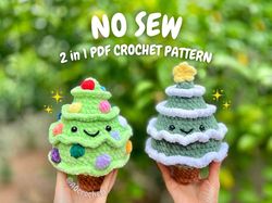 No Sew Christmas Tree Crochet Pattern (2 in 1 crochet christmas tree pattern, christmas crochet pattern, holiday no sew