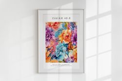 Isaiah 40 Floral Poster   Modern Scripture Decor  Bible verse & quotes prints  Instant Digital Download  Christian Home
