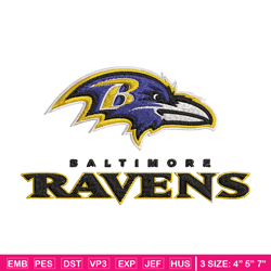 Baltimore Ravens logo Embroidery, NFL Embroidery, Sport embroidery, Logo Embroidery, NFL Embroidery design