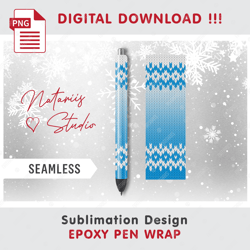 Christmas Knitted Design - Seamless Pattern - EPOXY PEN WRAP - Full Pen Wrap