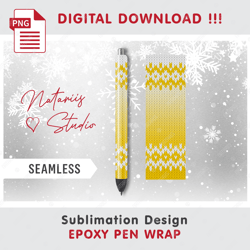 Christmas Knitted Design - Seamless Pattern - EPOXY PEN WRAP - Full Pen Wrap