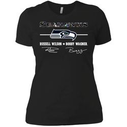Seahawks russel wilson bobby wagner signature Ladies&8217 T-Shirt