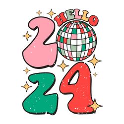 Hello 2024 Retro Merry Christmas And Happy New Year SVG