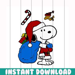 Snoopy and woodstock with santa bag, christmas svg, snoopy svg, snoopy lover, woodstock svg, santa bag svg, santa svg, s