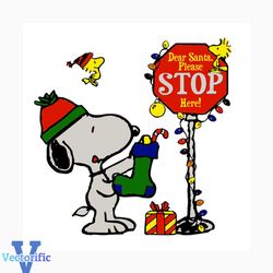 Snoopy dear stanta please stop here svg, christmas svg, snoopy svg, snoopy lover, woodstock svg, doghouse svg, stanta sv