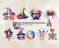 32 Cute Rainbow Witch Halloween, Halloween Svg, Cute Halloween, Halloween, Halloween Png 104