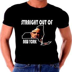 Straight Out Of New York The Godfather Mens T Shirt State Shillouette