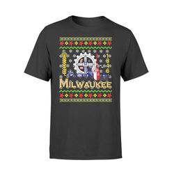 Milwaukee Flag Ugly Christmas Pattern Wisconsin Gift T-Shirt &8211 Standard T-shirt
