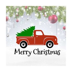 red truck svg christmas truck with christmas tree download clipart graphics t-shirt or vinyl graphics cut with cricut or