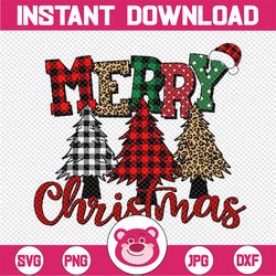 Merry Christmas Trees PNG, Sublimation Design, Digital Download, Buffalo Plaid Png, Christmas Tree Cheetah, Christmas Pn