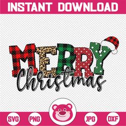 Merry Christmas Leopard Buffalo Plaid PNG files, Christmas Sublimation Designs Downloads, Instant Digital Download, Prin