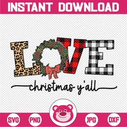 Love Christmas Wreath PNG, Wreath Christmas Png, Sublimation Design, Digital Download, Sublimation, Christmas Png, Chris