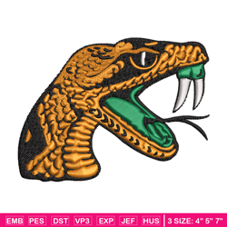 Florida A&M Rattlers embroidery design, Florida A&M Rattlers embroidery, logo Sport, Sport embroidery, NCAA embroidery.