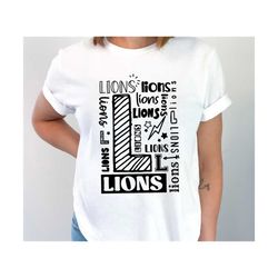 Lions SVG PNG, Lions Mascot svg, Lions Typography svg, Lions  Shirt svg, Lions Love svg, School Spirit svg, Lions Mom sv