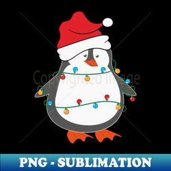 funny penguin santa hat christmas lights christmas tree penguin lover christmas gift - premium png sublimation file - create with confidence