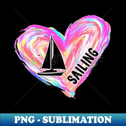 sailing watercolor heart brush - retro png sublimation digital download - vibrant and eye-catching typography