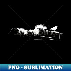 Breaking Wave Groynes  Seagull - Retro PNG Sublimation Digital Download - Create with Confidence