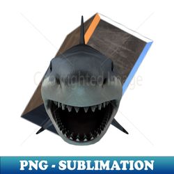 shark 3d and metal box - decorative sublimation png file - vibrant and eye-catching typography