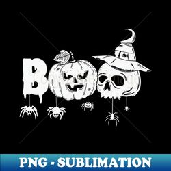 Funny Boo Spooky Pumpkin Skull Wearing Witch Hat Halloween Gift - PNG Transparent Sublimation File - Stunning Sublimation Graphics