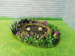 Handmade pond for doll garden in 1:12 scale.