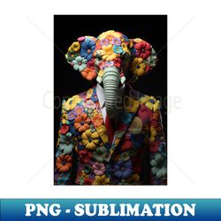 Elephant Floral Suit - Flower Fabric - Unique Sublimation PNG Download - Spice Up Your Sublimation Projects