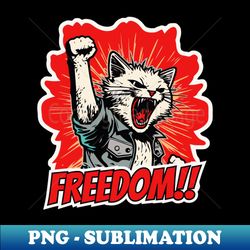 fighting for freedom like the rebel rocker cat - Modern Sublimation PNG File - Unleash Your Creativity