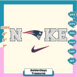 NIKE NFL New England Patriots Logo Embroidery Design, NIKE NFL Logo Sport Embroidery Machine Design, Famous Football Team Embroidery Design, Football Brand Embroidery, Pes, Dst, Jef, Files