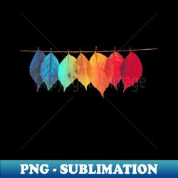 Rainbow Colored Leaves - Decorative Sublimation PNG File - Boost Your Success with this Inspirational PNG Download
