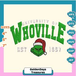 University Of Green Monster 1957 Embroidery Design, Movie Christmas Embroidery Machine File, Happy Christmas Embroidery Design,  Christmas 2023 Embroidery File, Green Monster