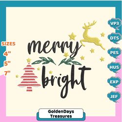 Christmas Embroidery Designs, Merry And Bright Designs, Merry Christmas Embroidery Designs, Christmas Designs