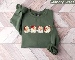 Retro Cheerful Santa Sweatshirt, Santa Merry Christmas Shirt, Vintage Santa Claus Graphic Tee, Xmas Women Men Gift, New