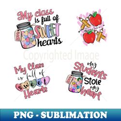 retro teacher valentine stickers pack - high-resolution png sublimation file - add a festive touch to every day