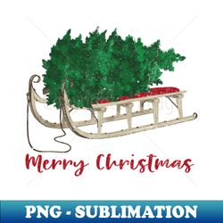 Vintage Sleigh Christmas Tree - Trendy Sublimation Digital Download - Create with Confidence