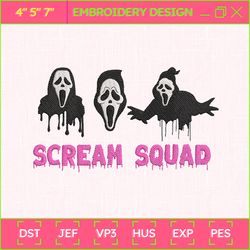 Horror Characters Embroidery Design, Scream Squad Embroidery Design, Halloween Movie Embroidery Design