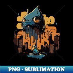 cat blob creature attacking the city - Retro PNG Sublimation Digital Download - Unlock Vibrant Sublimation Designs